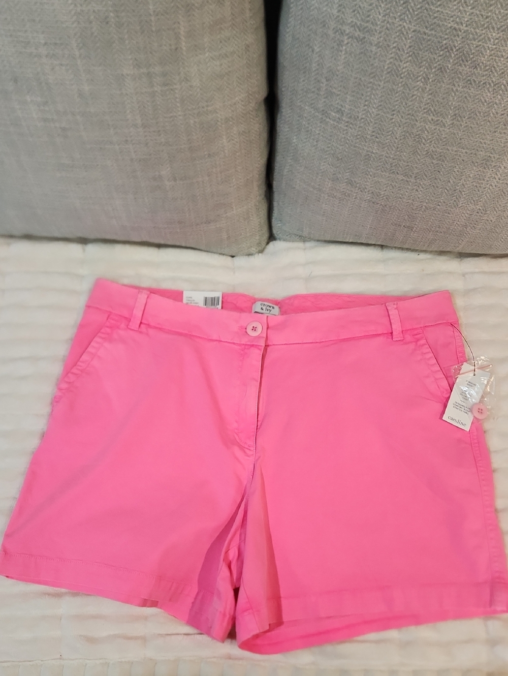 crown & ivy Bright Pink Chino Bermuda Shorts